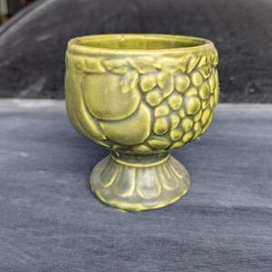 Vintage Green Goblet with Fruit Design
